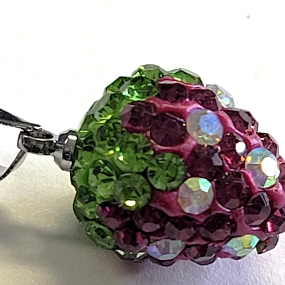 Kids Teens Purple Strawberry Pendant with Swaroski elements ON Silver Chain - Picture 9 of 14